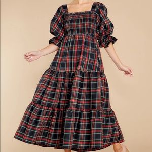 Black Plaid Maxi Dress - AURA (NWT)